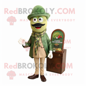 Olive Pepper mascot costume character dressed with a Coat and Pocket squares