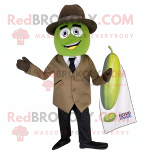 Olive Pepper mascot costume character dressed with a Coat and Pocket squares