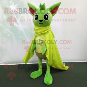 Lime Green Roe Deer mascot costume character dressed with a Dress Pants and Shawls