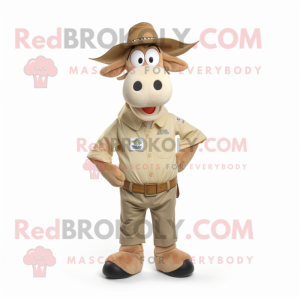 Beige Guernsey Cow maskot...