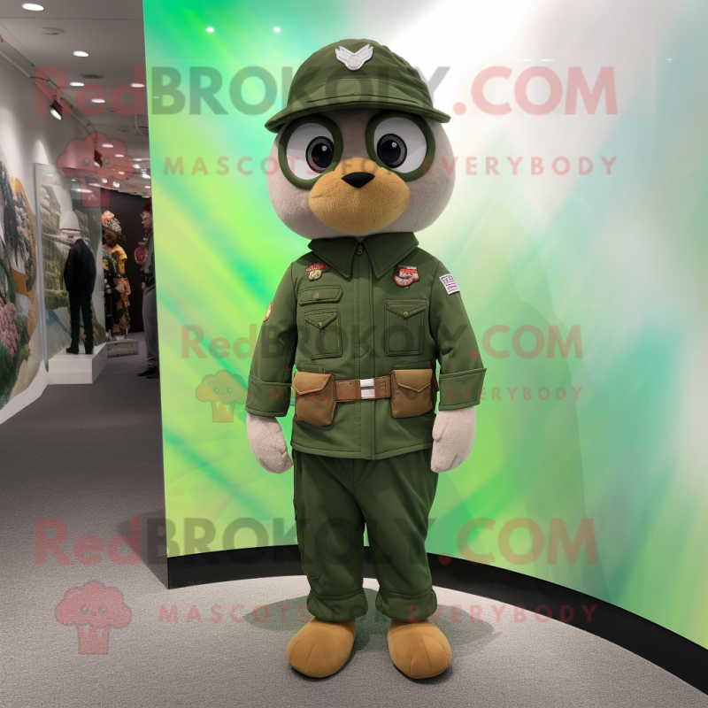 Forest Green Air Force Soldier mascot costume character dressed with a Chinos and Keychains