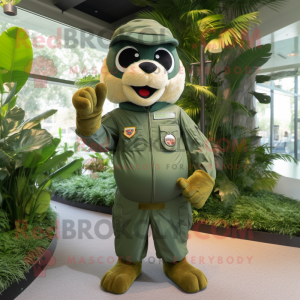Forest Green Air Force Soldier mascot costume character dressed with a Chinos and Keychains