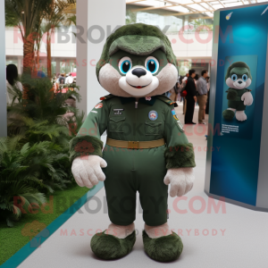 Forest Green Air Force Soldier mascot costume character dressed with a Chinos and Keychains