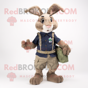 Navy Wild Rabbit mascot costume character dressed with a Cargo Shorts and Coin purses