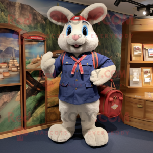 Navy Wild Rabbit mascot costume character dressed with a Cargo Shorts and Coin purses