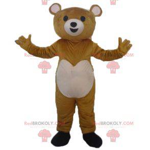 Mascote urso de pelúcia marrom e rosa muito tocante -