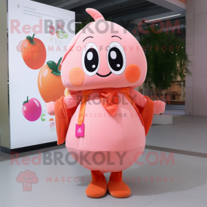Peach Plum mascot costume character dressed with a Playsuit and Scarf clips
