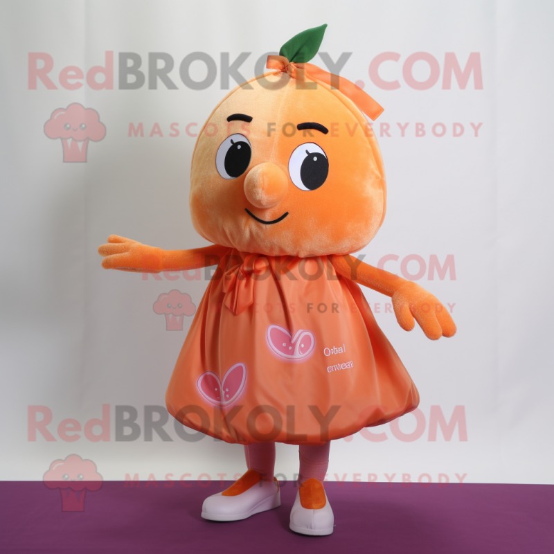 Peach Plum mascot costume character dressed with a Playsuit and Scarf clips