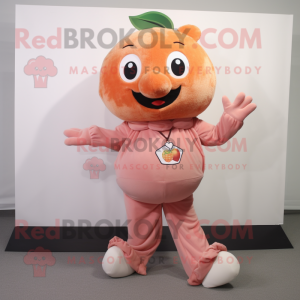 Peach Plum mascot costume character dressed with a Playsuit and Scarf clips