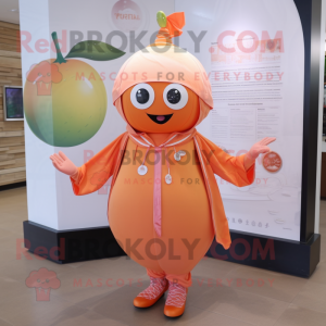 Peach Plum mascot costume character dressed with a Playsuit and Scarf clips