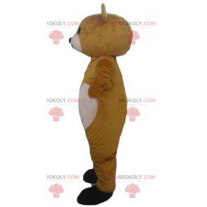 Mascota de oso de peluche marrón y rosa muy conmovedora -