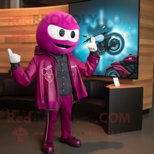 Magenta Ray maskot kostume...