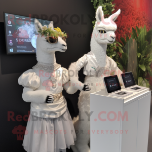 Silver Lama maskot kostym...