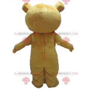 Very smiling yellow and white teddy bear mascot - Redbrokoly.com