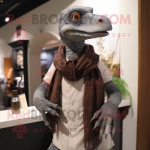 Grå Deinonychus maskot...