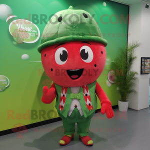 nan Watermelon mascot costume character dressed with a Playsuit and Hat pins