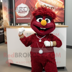 Maroon Jambalaya mascot costume character dressed with a Blouse and Bracelet watches