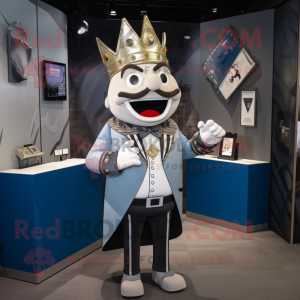 Silver King mascot costume character dressed with a Blazer and Handbags