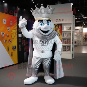 Silver King mascot costume character dressed with a Blazer and Handbags