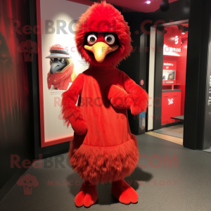 Röd Emu maskotdräkt...