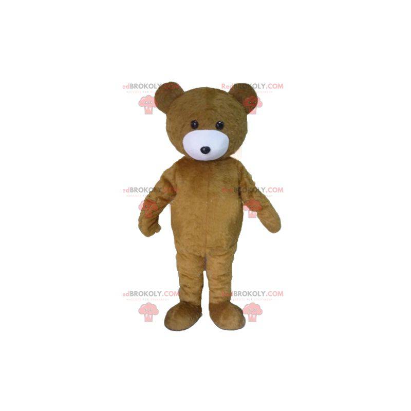 Mascotte d'ours brun de nounours marron et blanc -