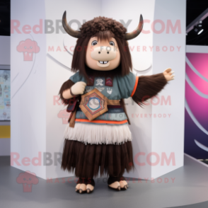 nan Yak mascot costume character dressed with a Pleated Skirt and Watches