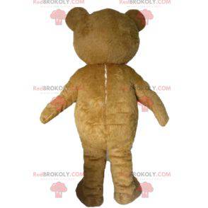 Mascotte d'ours brun de nounours marron et blanc -