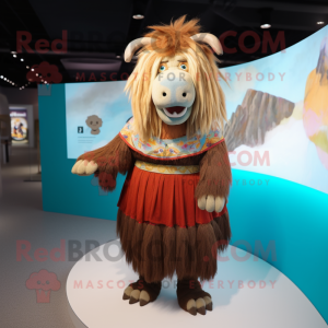 nan Yak mascot costume character dressed with a Pleated Skirt and Watches