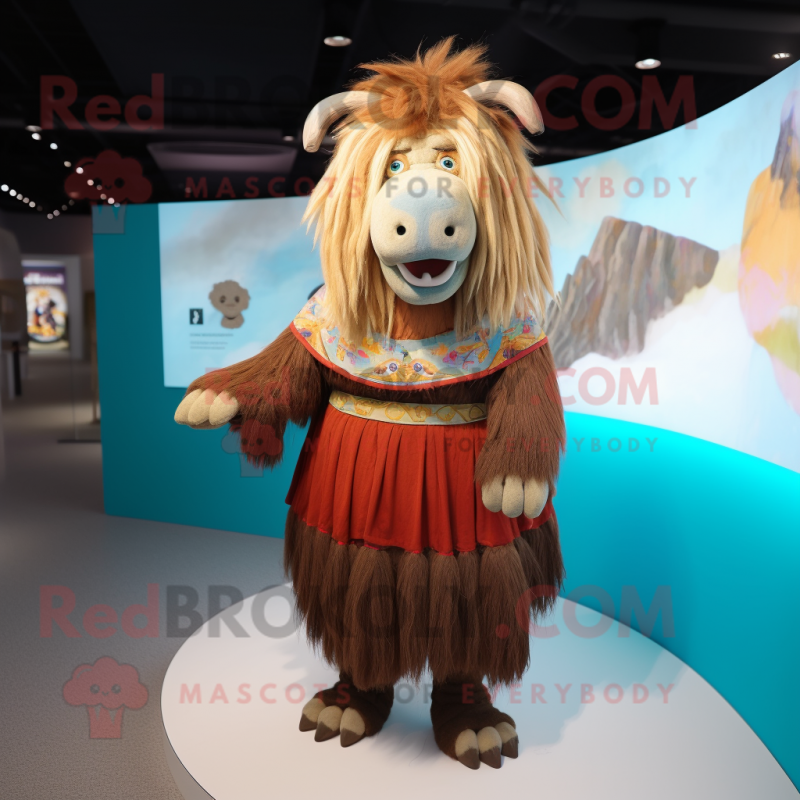 nan Yak mascot costume character dressed with a Pleated Skirt and Watches nan Yak mascot costume character dressed with a Pleated Skirt and Watches