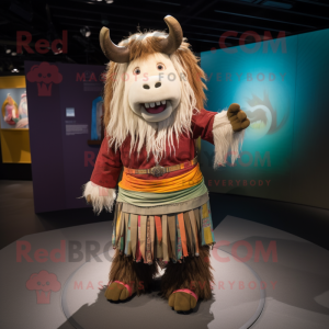 nan Yak mascot costume character dressed with a Pleated Skirt and Watches