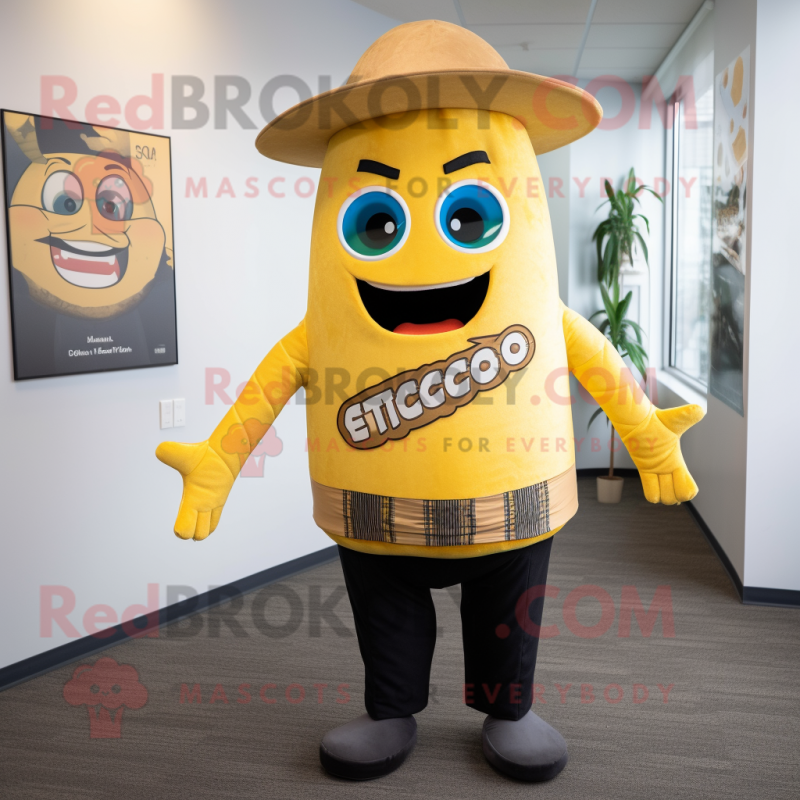 Yellow Tacos mascot costume character dressed with a Dress Pants and Ties Yellow Tacos mascot costume character dressed with a Dress Pants and Ties