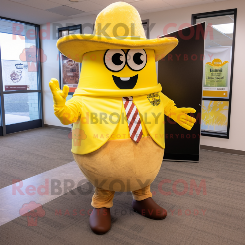 Yellow Tacos mascot costume character dressed with a Dress Pants and Ties Yellow Tacos mascot costume character dressed with a Dress Pants and Ties