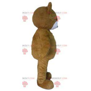 Mascotte d'ours brun de nounours marron et blanc -