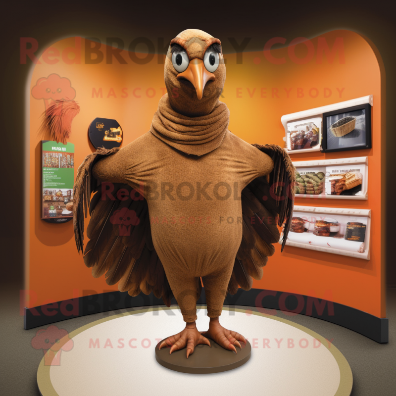 Brown Pheasant mascot costume character dressed with a Cover-up and Rings