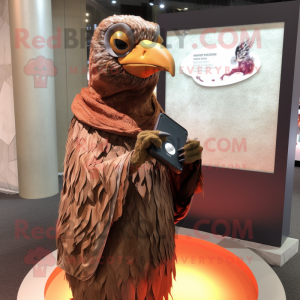 Brown Pheasant mascot costume character dressed with a Cover-up and Rings