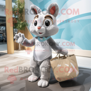 Gray Squirrel mascot costume character dressed with a Bikini and Tote bags