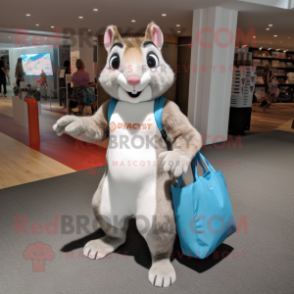 Gray Squirrel mascot costume character dressed with a Bikini and Tote bags