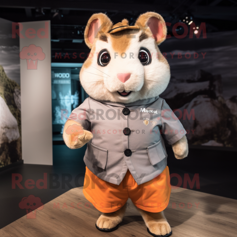 nan Hamster mascot costume character dressed with a Button-Up Shirt and Cummerbunds