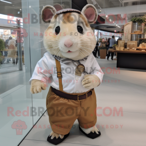 nan Hamster mascot costume character dressed with a Button-Up Shirt and Cummerbunds