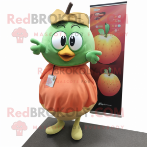 Peach Kiwi mascot costume character dressed with a Dress and Clutch bags