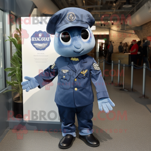 Navy Cod mascot costume character dressed with a Denim Shorts and Ties