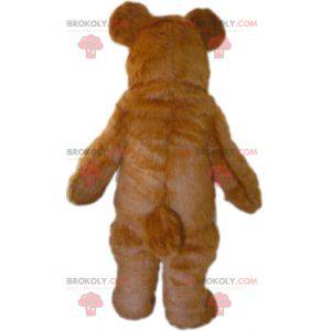 Mascot gran oso marrón y rosa todo peludo - Redbrokoly.com