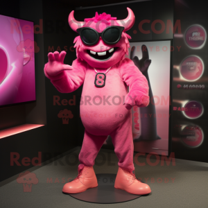 Pink Devil maskot drakt...
