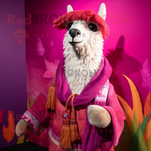 Magenta lama maskot kostyme...