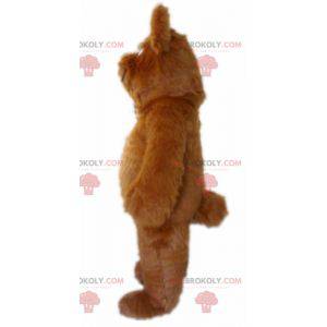 Mascote grande urso marrom e rosa todo peludo - Redbrokoly.com