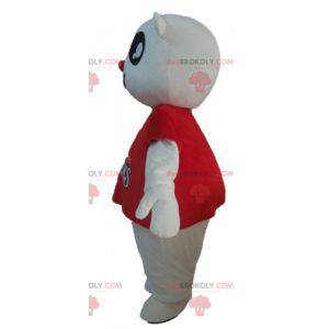 Mascota del oso de peluche blanco con una camiseta roja -
