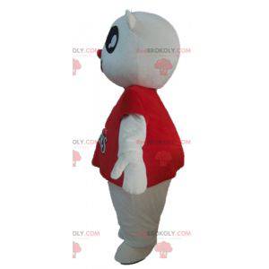 White teddy bear mascot with a red t-shirt - Redbrokoly.com