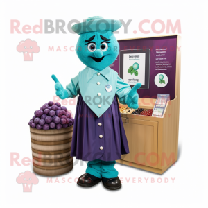 Teal Grape mascotte kostuum...