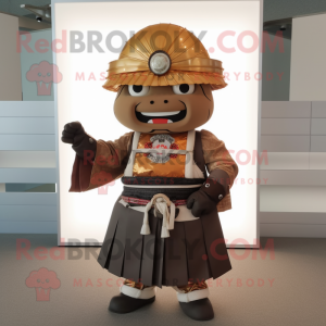 Brun Samurai maskot kostume...