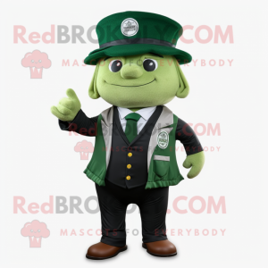 Forest Green Attorney mascot costume character dressed with a Romper and Caps